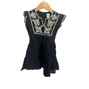 Baby Gap 4T Black Embroidered Sleeveless Dress Lightweight Cotton Blend
